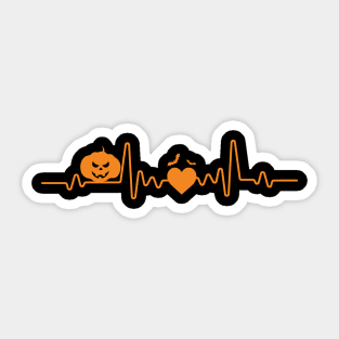 Halloween Heartbeat, Bat and scary pumpkin funny gifts Sticker